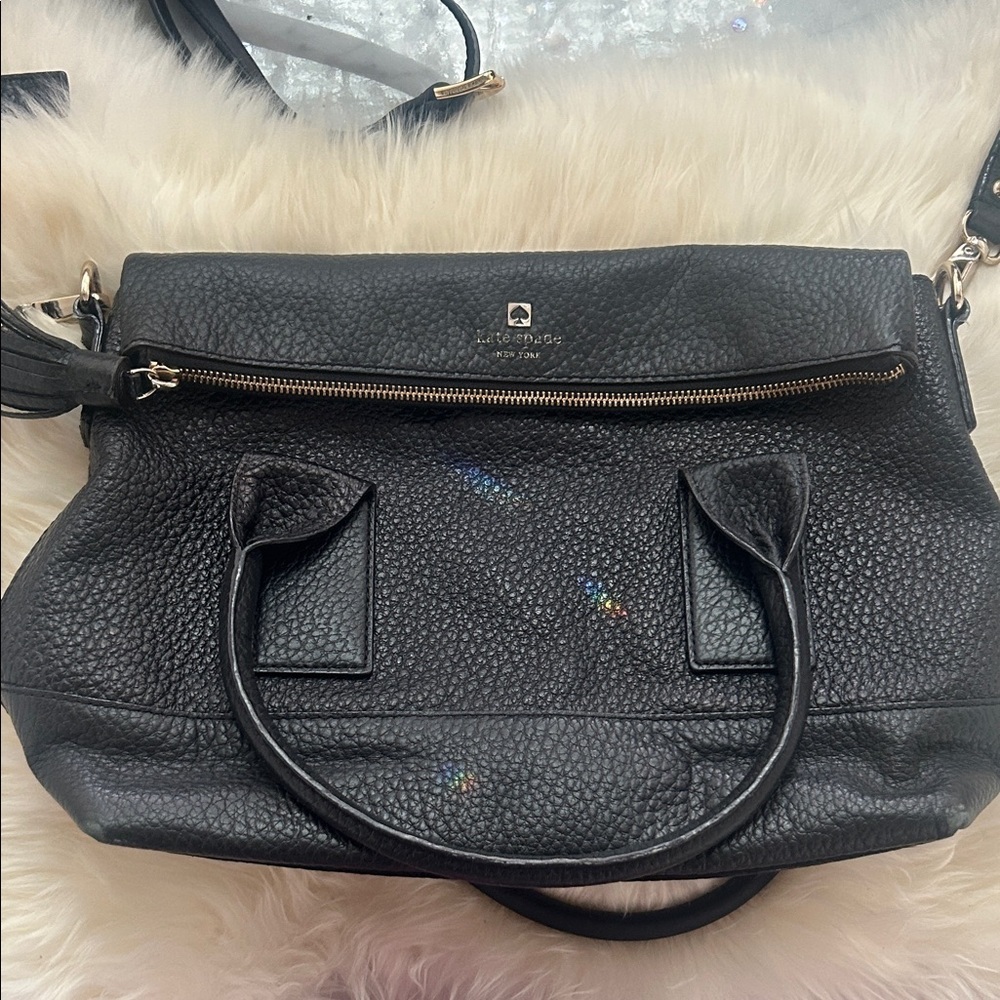 Kate Spade Black Pebbled Leather Southport Avenue Oden Tote Handbag Bag Linda